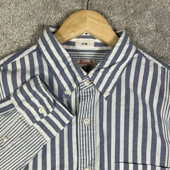 J. Crew Other - JCrew Broken-In Oxford Shirt Men's Large Blue White Stripe Slim Fit Button Down